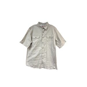 Wrangler MEN'S Relaxed Fit Short Sleeve Utility Shirt Cream Size Large
